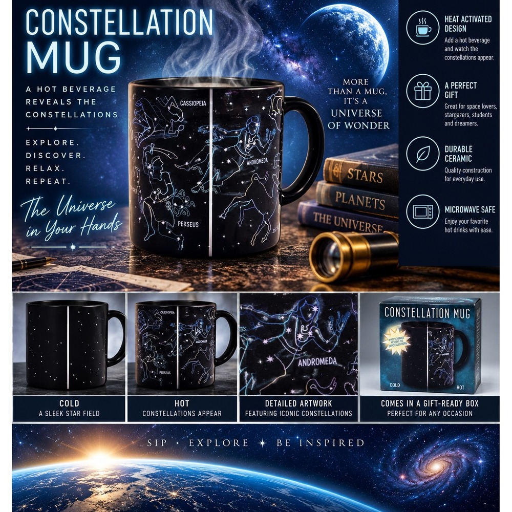 Unemployed Philosophers Guild Heat Changing Constellation Mug Astronomy 12oz